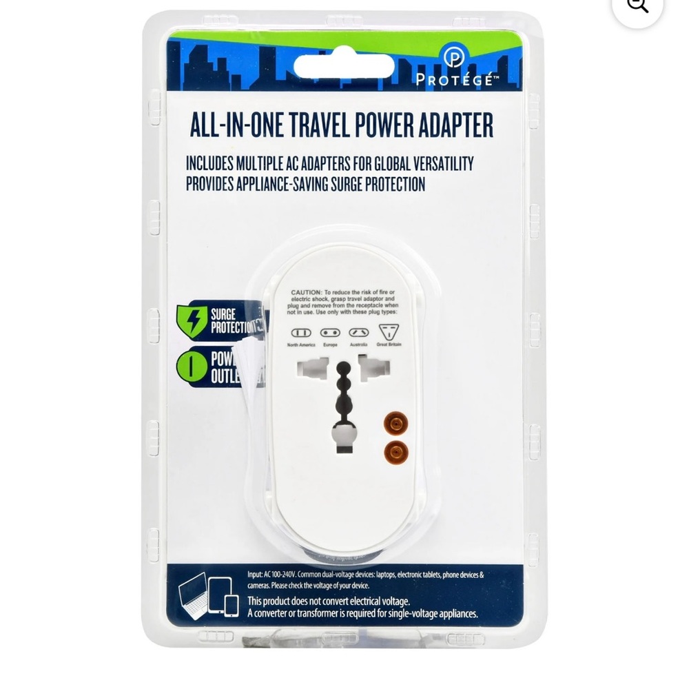 2 new All-in-One Travel Power Adapter - White